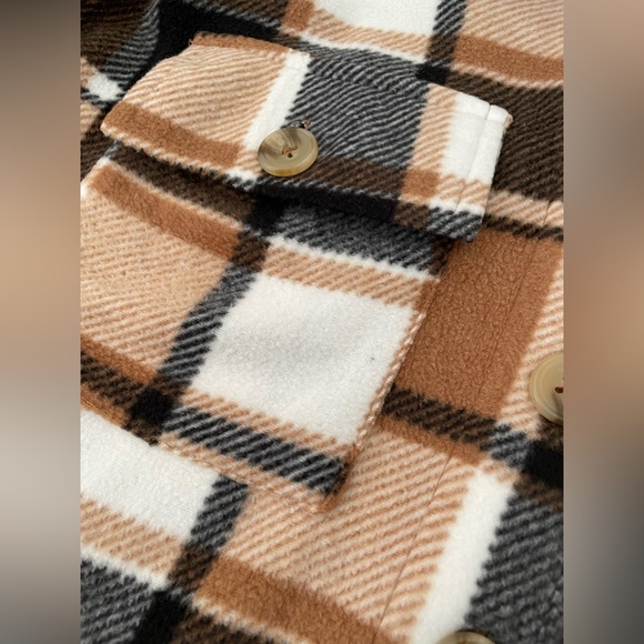 Just Polly New York Plaid Flannel Cropped Button Down Shacket XS - Picture 4 of 4